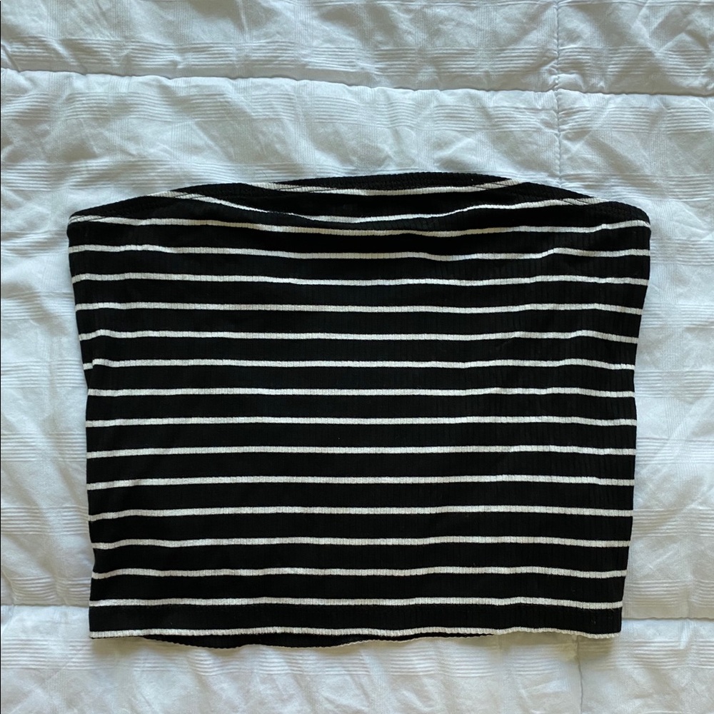 AE black & white striped tube top